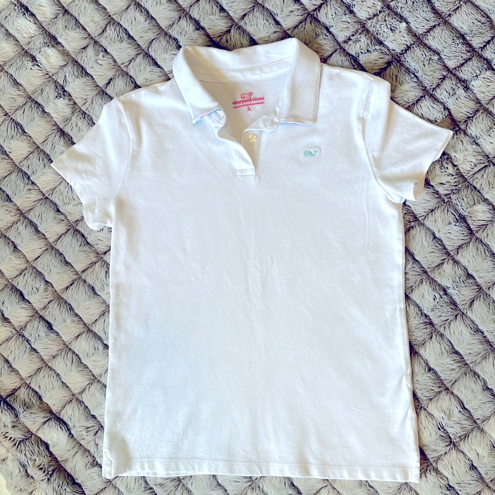 Girls vineyard vines white polo